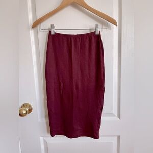 American Apparel burgundy, bodycon stretch pencil skirt, size XS